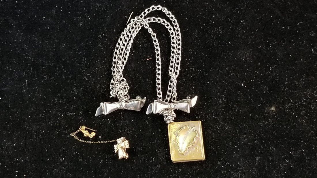 10K Gold Cross Pin, Locket, Collar Pin: 10K Gold Cross Pin, Locket, Collar Pin