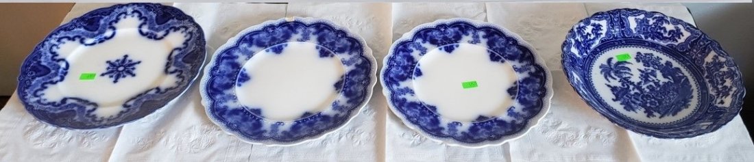 Flow Blue Plates (Kyber, "Georgia" Johnson Bros., Knox): Flow Blue Plates (Kyber, "Georgia" Johnson Bros., Knox) 9" (1 Chipped)