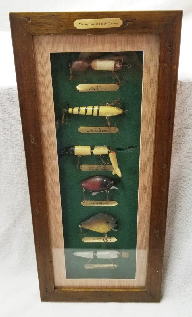 Fishing Lures of the 20th Century Display: Fishing Lures of the 20th Century Display 21"H x 9.5"W