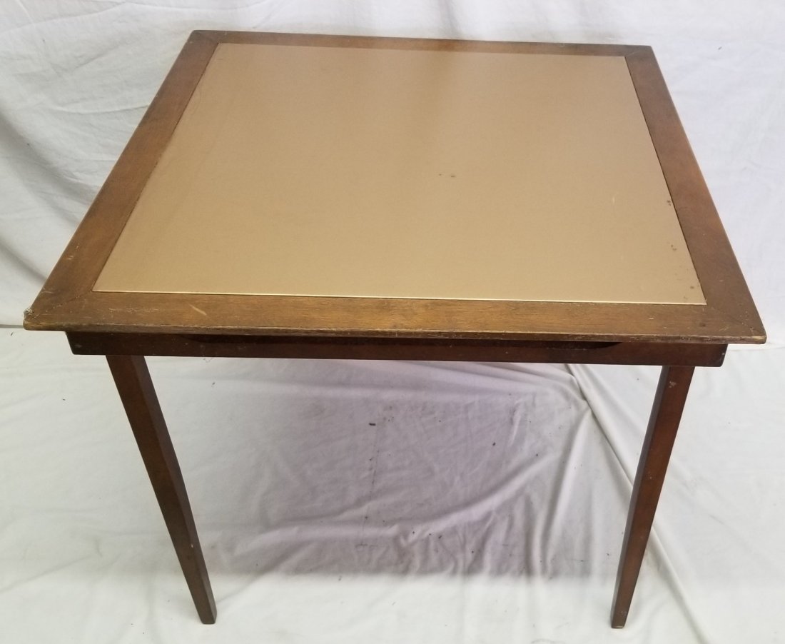 Mahogany Modern Leather Folding Card Table: Mahogany Modern Leather Folding Card Table 32"D x 26"H x 32"H