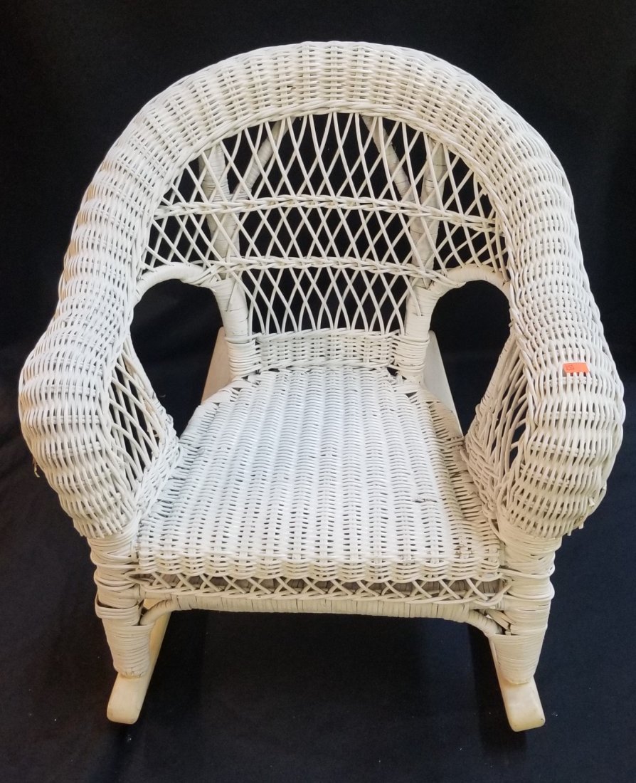 White Wicker Child's Rocker: White Wicker Child's Rocker 19"D x 22"H x 21"W