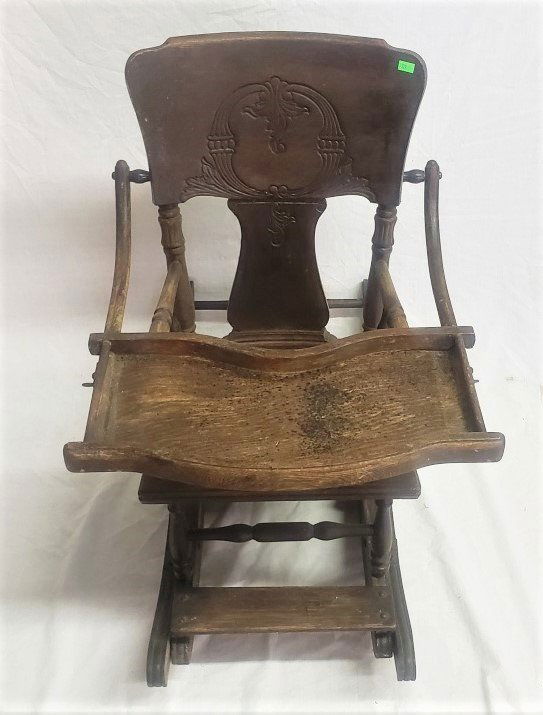 Oak Child's Rocking Cane Bottom High Chair: Oak Child's Rocking Cane Bottom High Chair