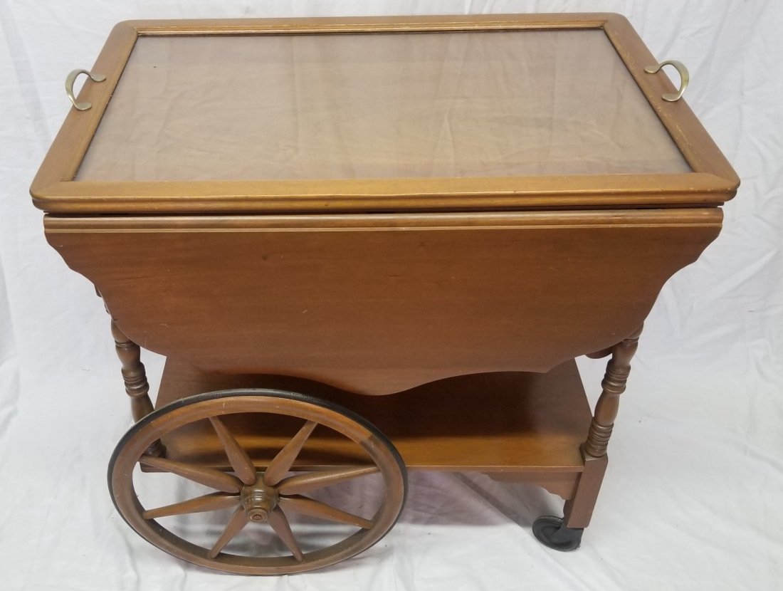 Maple Drop Leaf Tea Cart: Maple Drop Leaf Tea Cart 28"D x 18.5"W x 27"H