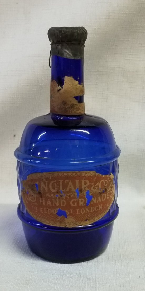 Sinclair & Co. Cobalt Blue Glass Hand Grenade Fire Ext: Sinclair & Co. Cobalt Blue Glass Hand Grenade Fire Extinguisher 7"