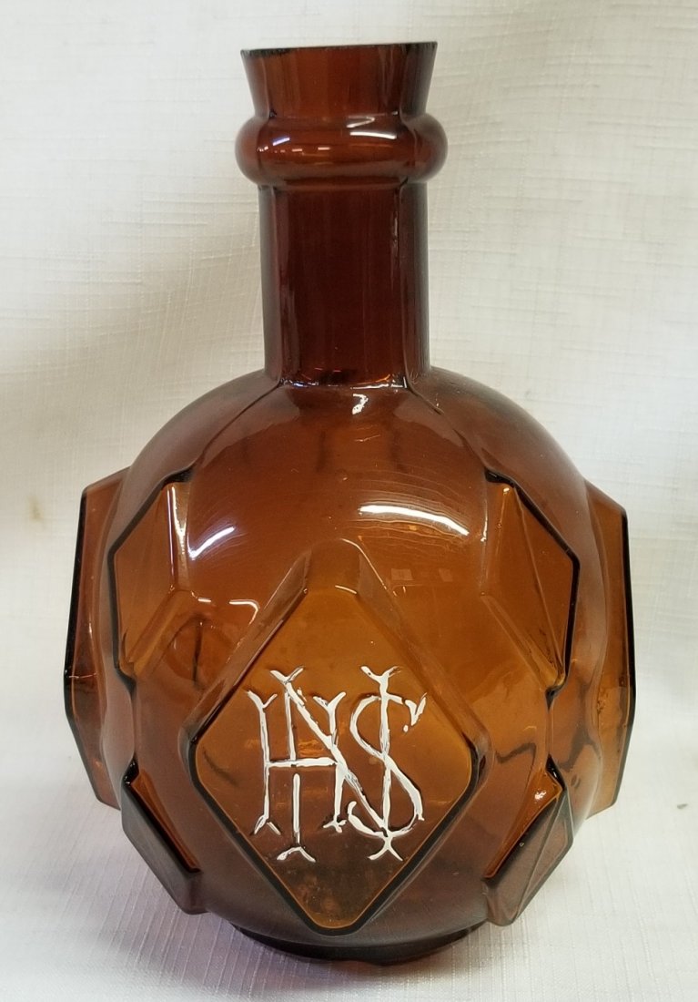 HSN "Harvey S. Nutting" Brown Hand Grenade Fire Ext: HSN "Harvey S. Nutting" Brown Glass Hand Grenade Fire Extinguisher 7"