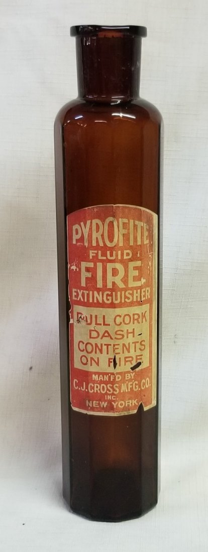 Pyroflite Brown Glass Fluid Fire Extinguisher: Pyroflite Brown Glass Fluid Fire Extinguisher 11"