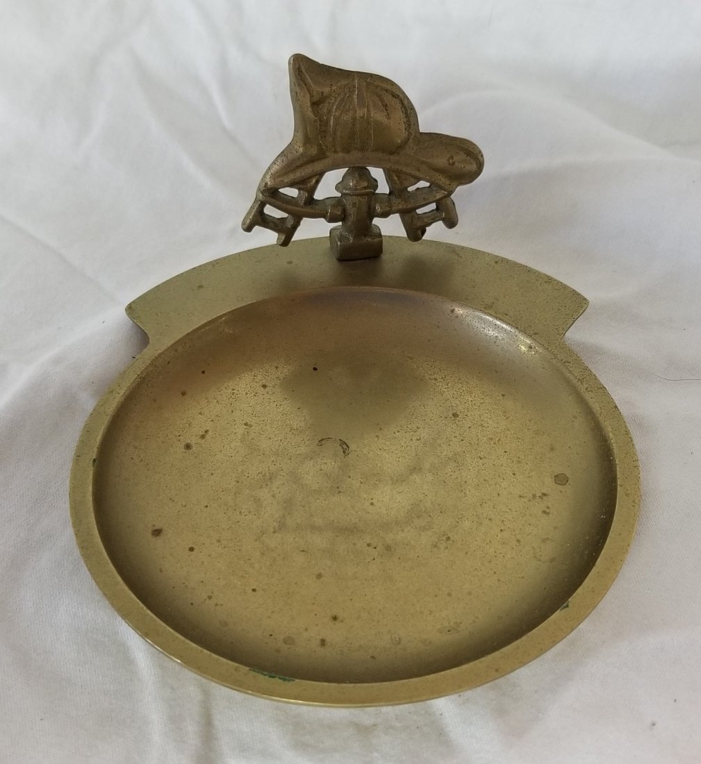 Brass Fireman: Brass Fireman's Dresser Tray 5"W x 3"H