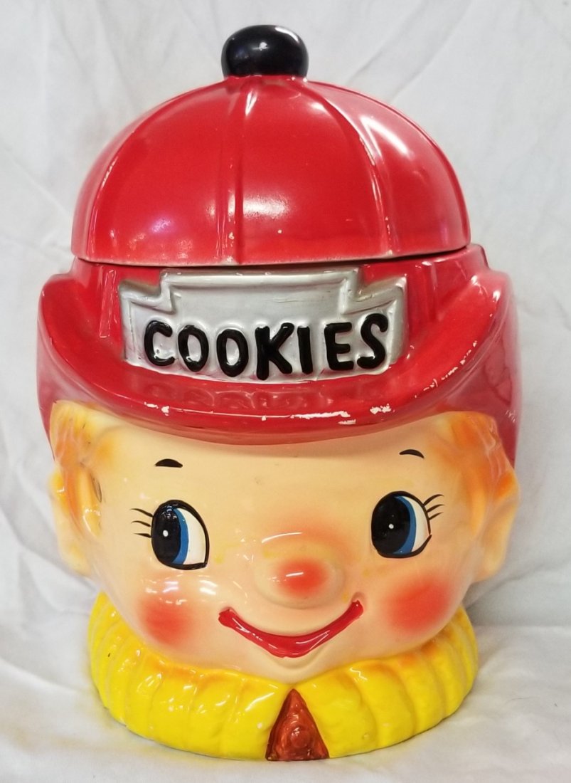 Porcelain Fireman Cookie Jar: Porcelain Fireman Cookie Jar 10.5"H