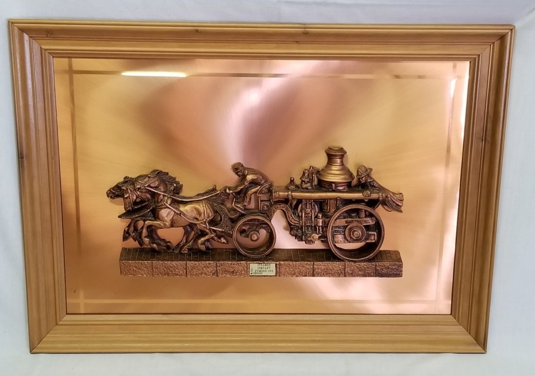Steamer Company Number One Friedling Studios 3D Brass: Steamer Company Number One Friedling Studios 3D Polished Brass Wall Art 35" x 25"