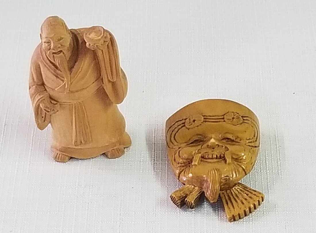 Oriental Bone Carved Netsukes: Oriental Bone Carved Netsukes 2" & 2.5"