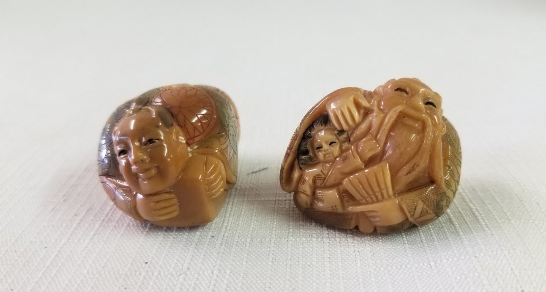 Oriental Carved Netsukes: Oriental Carved Netsukes 1.5"
