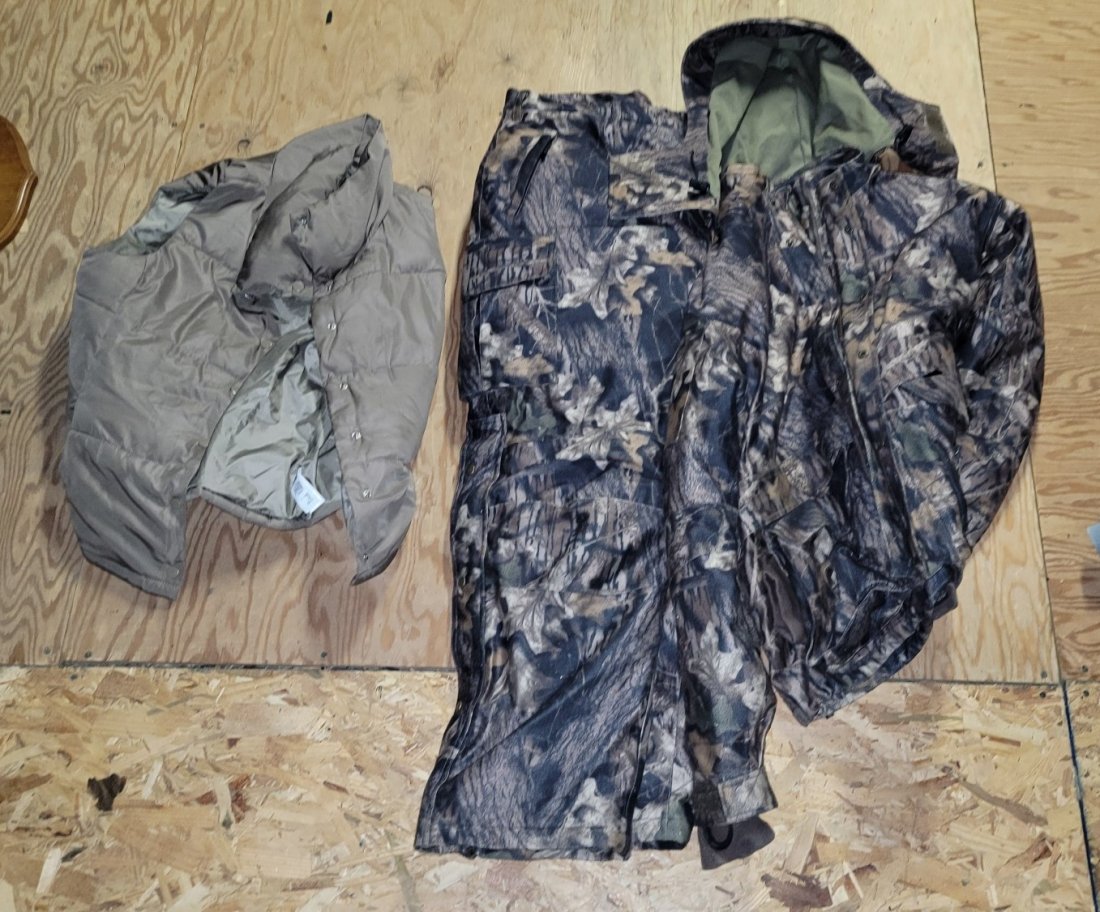 Cabela's Dry Plus Cammo Hunting Coat, Vest & Pants: Cabela's Dry Plus Cammo Hunting Coat (XL) and Pants (L), Hunting Vest