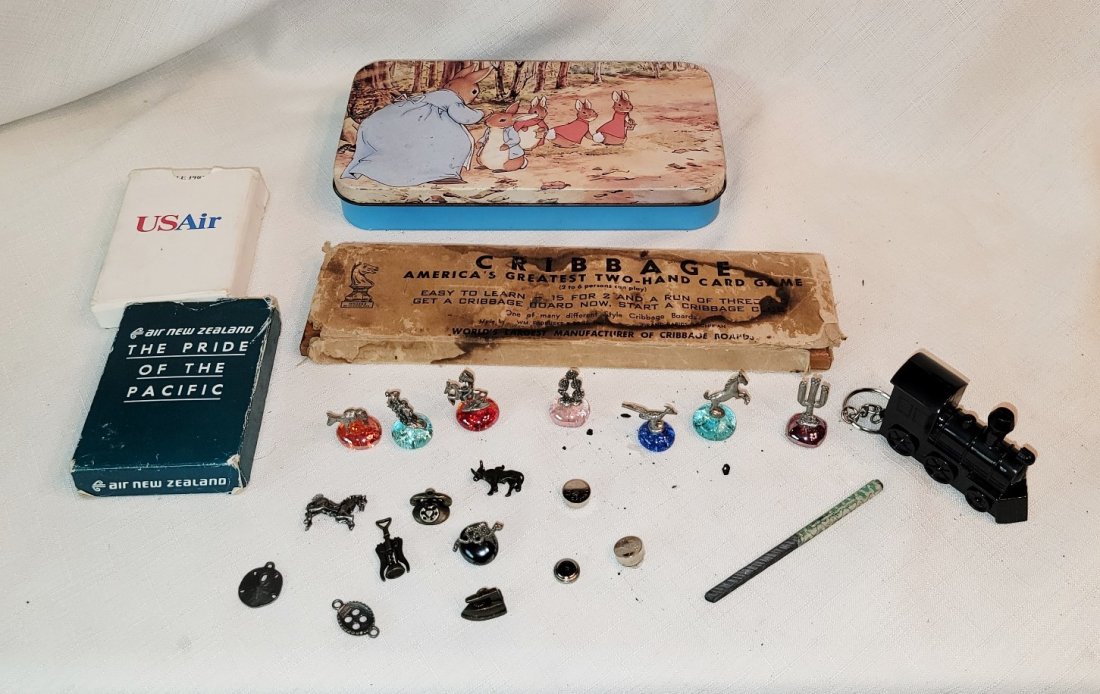 Mini Horses, Bird, Cactus & Others, Adv Cards, Misc: Miniature Horses, Bird, Cactus and Others, US Air and Air New Zealand Advertising Playing Cards, Cribbage Game, Peter Cotton Tale Tin