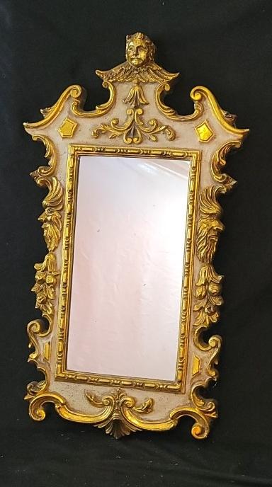 Antique Gilded French Cherub Mirror: Antique Gilded French Cherub Mirror with Faces