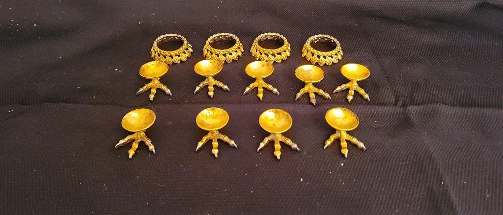 Japan Bird Talon and Other Egg Stands: Japan Bird Talon and Other Gilded Egg Stands