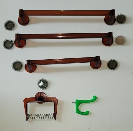 Vintage Bathroom Hardware: Vintage Bathroom Plastic Towel Bars, Toilet Paper Holder and Green Acrylic Door Hook