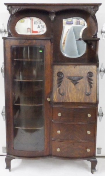Antique Globe Bosse World Furniture Tiger Oak Wardrobe 107597434