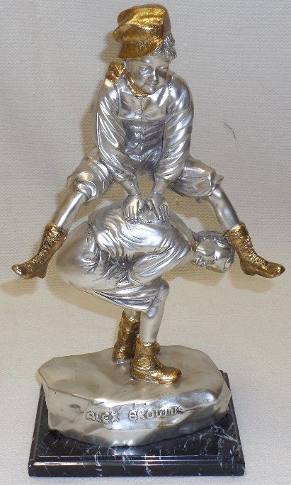 18'' Leap Frog Figural Statue Signed Alex Brown: 18" Leap Frog Figural Statue Signed Alex Brown