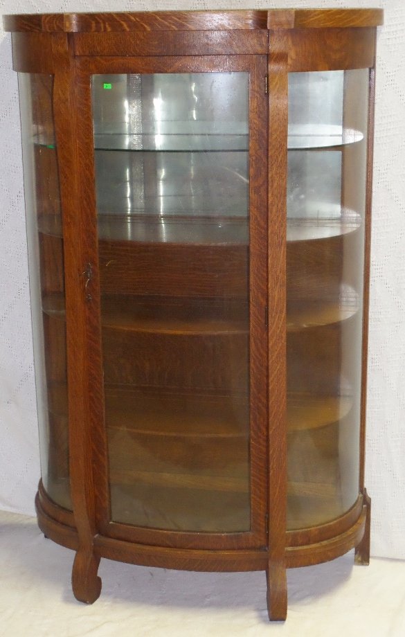 Oak Curved Glass China Cabinet: Oak Curved Glass China Cabinet