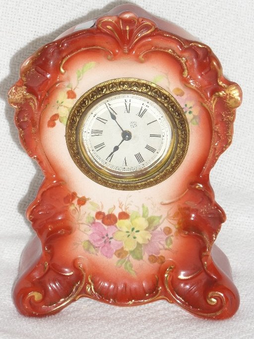 Hand Painted Ansonia Clock Royal Bonn Germany: 7 1/2" Hand Painted Ansonia Clock Royal Bonn Germany