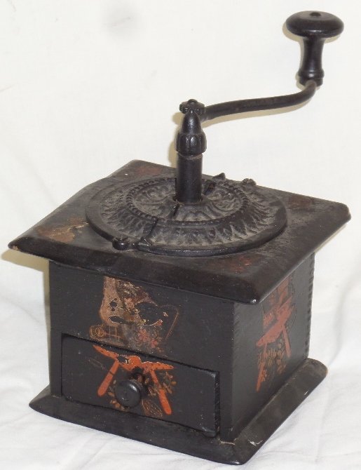 Stenciled Coffee Grinder: 7"x7" Stenciled Coffee Grinder