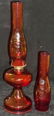 Ruby Red Oil Lamp with Etched Shade
