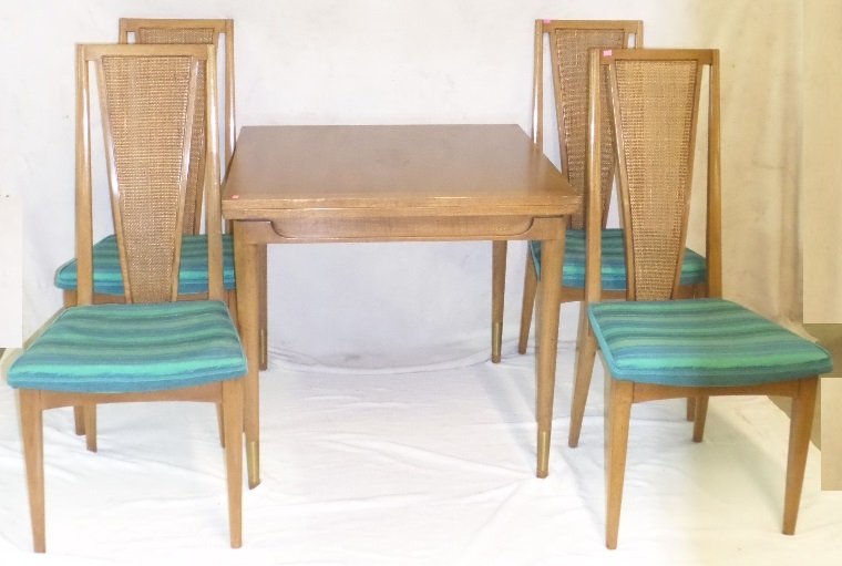 Mid Century Modern Johnson Handley Swivel Table & Chs: Mid Century Modern Johnson Handley Swivel Table & 4 Chairs