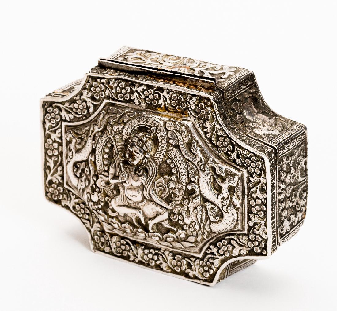 SILVERY COVERED JAR WITH PROTECTIVE DEITY MAHAKALA (1 of 6)