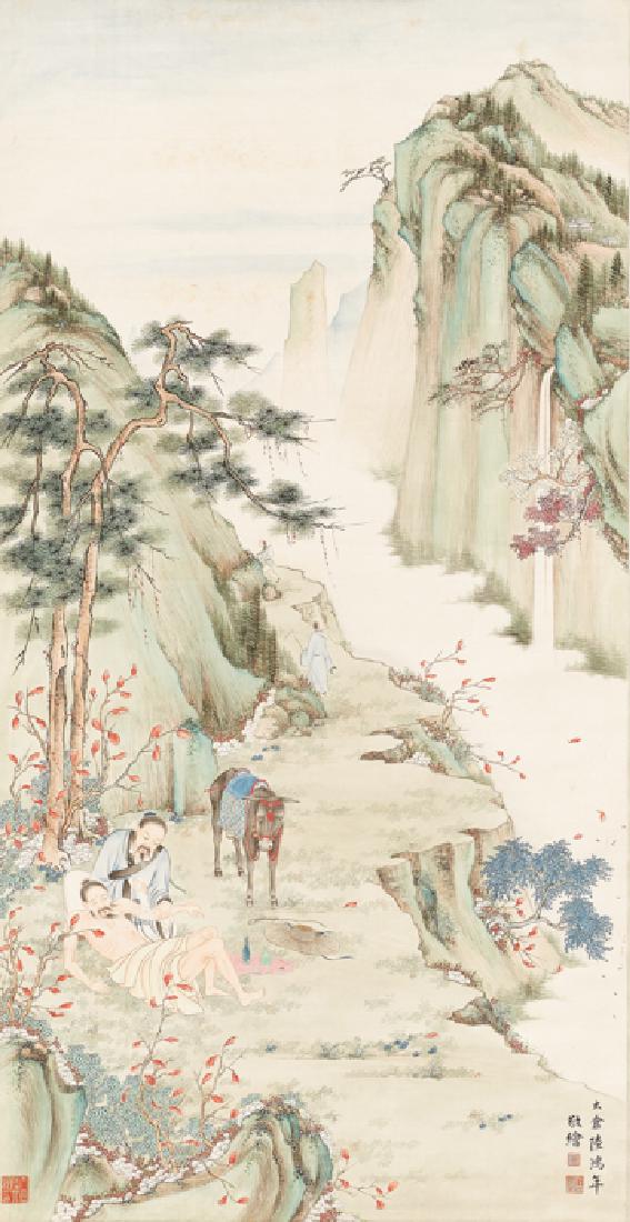 A PAINTING WITH 'GOOD SAMARITAN', LU HONGNIAN (1 of 8)