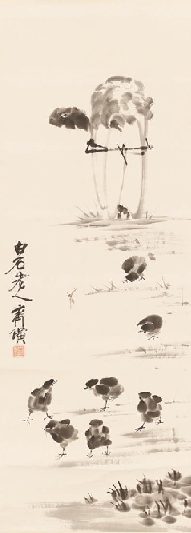 A WHITE CABBAGE AND CHICKS PAINTING, BY QI BAISHI (1 of 8)
