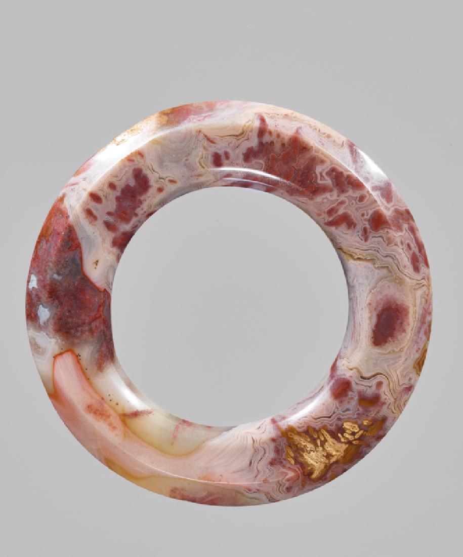 A BANDED AGATE CEREMONIAL BANGLE, QING (1 of 5)