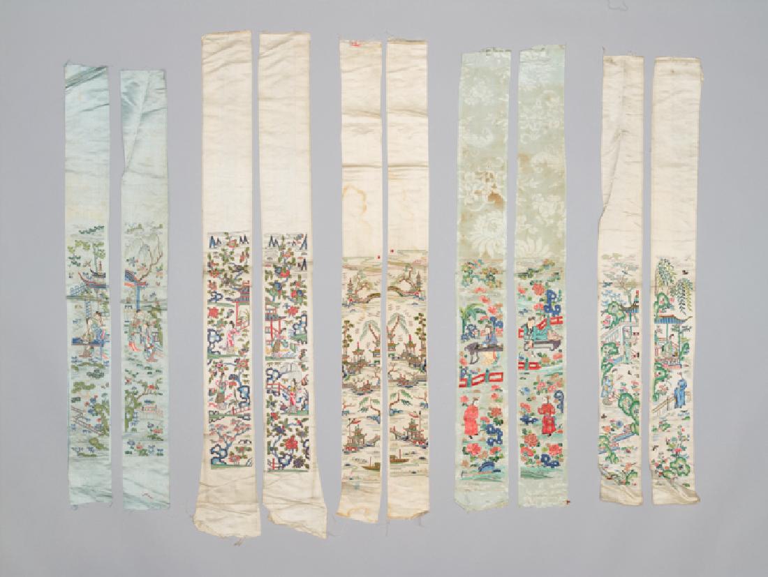 FIVE PAIRS OF CHINESE SILK SLEEVE BANDS WITH COURT (1 of 5)