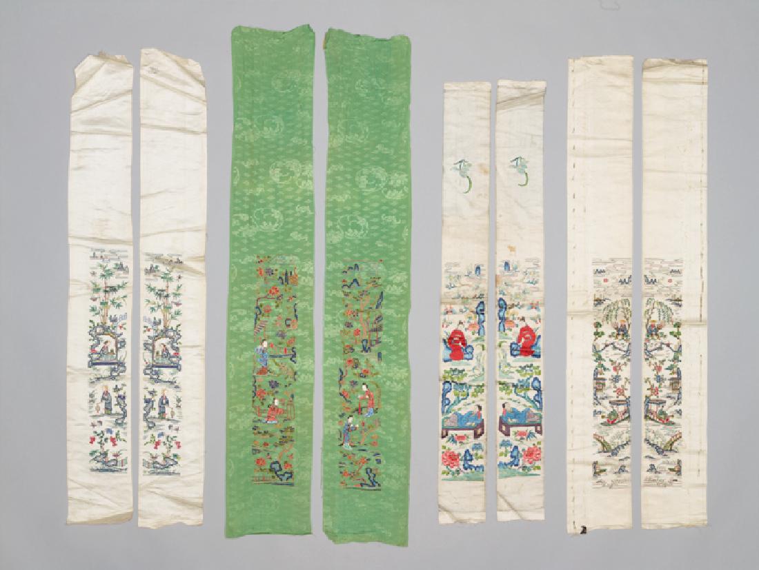 FOUR PAIRS OF CHINESE SILK SLEEVE BANDS,QING DYNASTY (1 of 5)