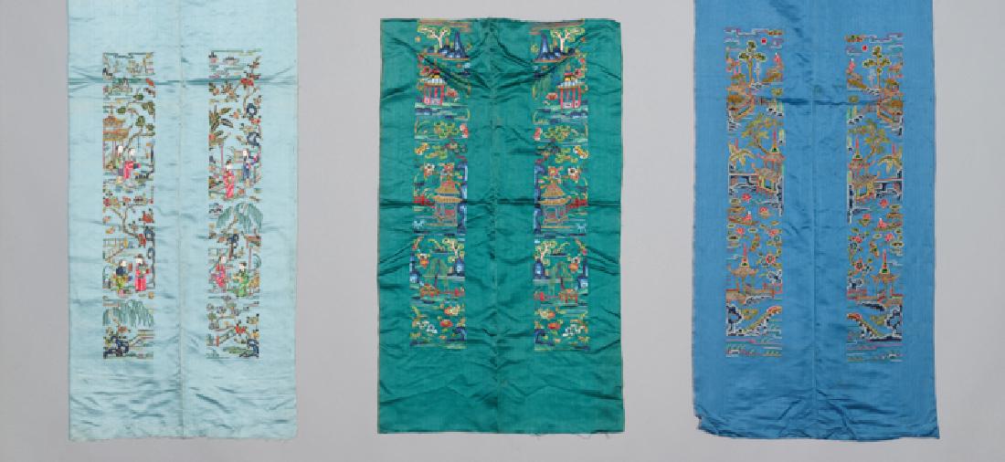 THREE PAIRS OF CHINESE SILK SLEEVE BANDS, 1920s (1 of 3)