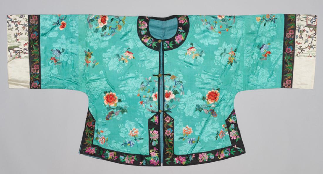 A TURQUOISE SILK WAITAO LADY'S JACKET, 1920s (1 of 4)