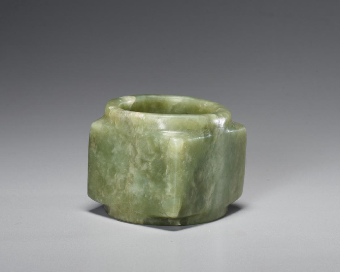 PLAIN CONG OF SQUARE SHAPE CARVED FROM EMERALD GREEN (1 of 6)