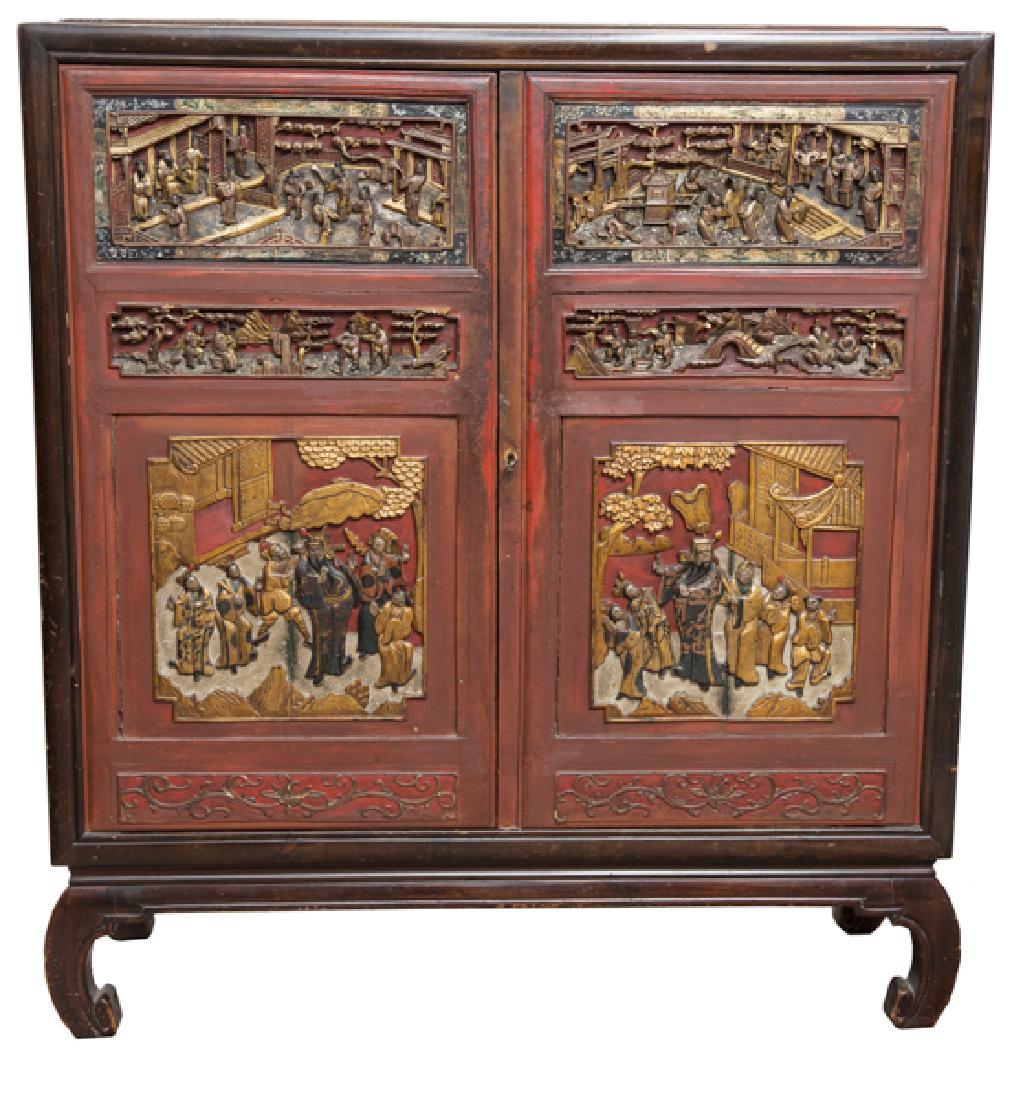 CABINET WITH GOLD-LACQUERED RELIEF CARVING (1 of 3)