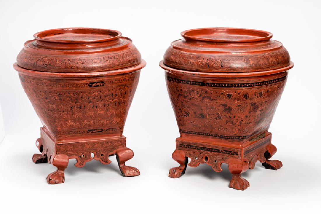 PAIR OF RARE BURMESE OFFERING VESSELS (1 of 4)