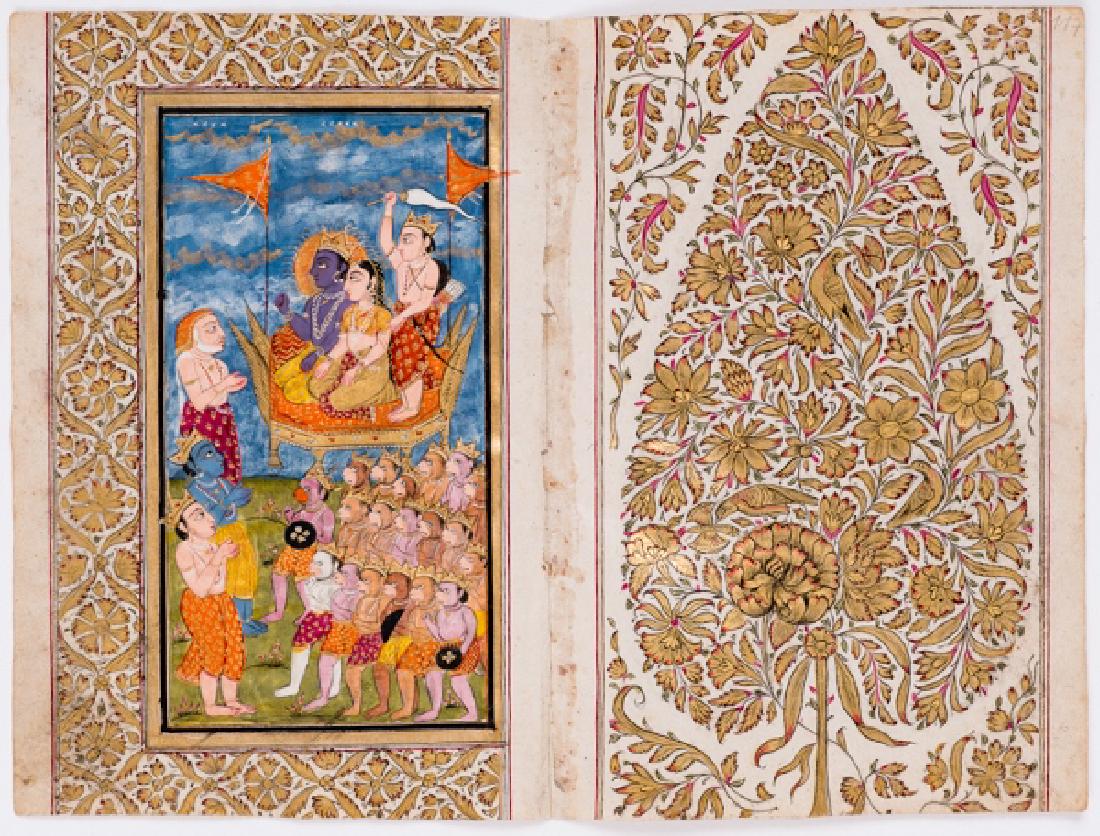 AN INDIAN MINIATURE PAINTING OF KRISHNA AND RAMA (1 of 1)