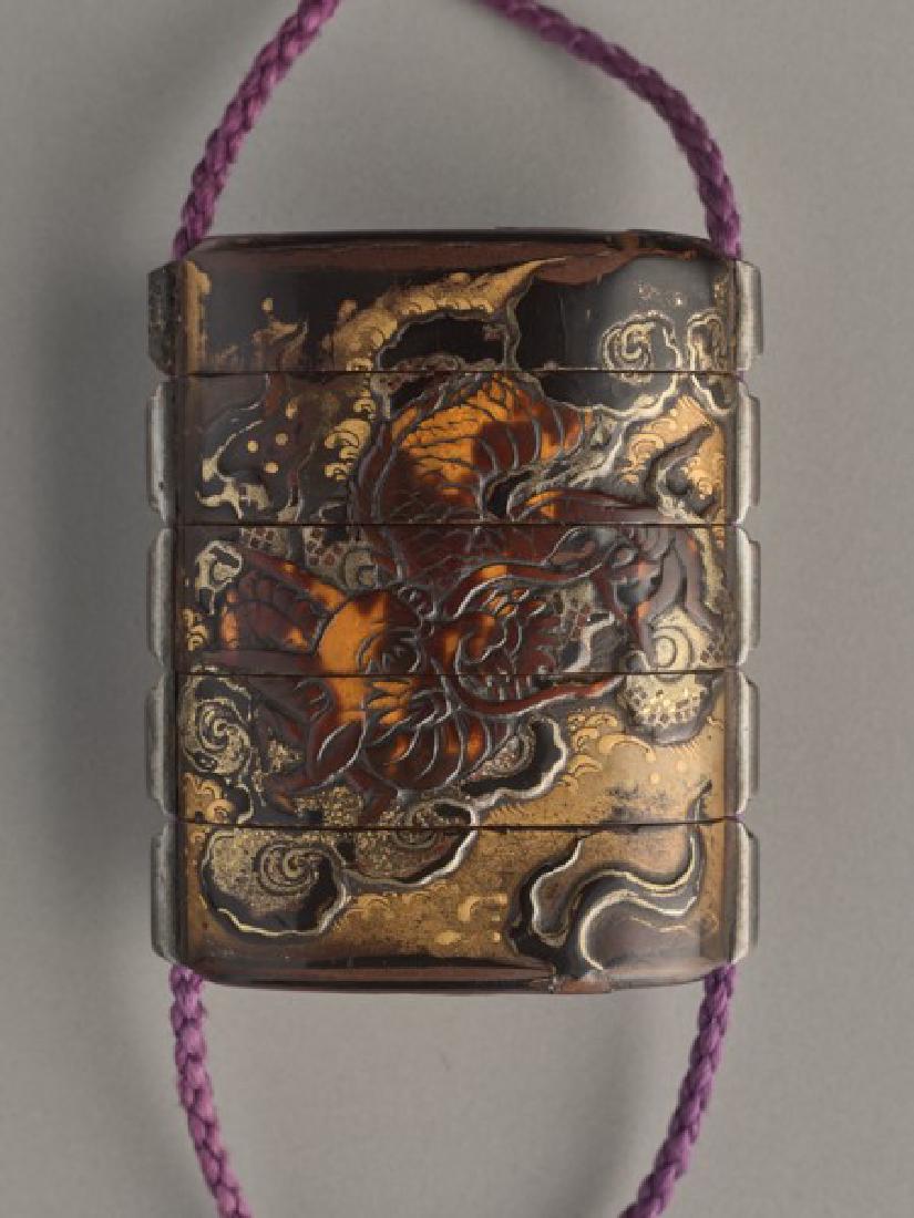 A THREE CASE LACQUER INRO OF A CELESTIAL DRAGON (1 of 5)