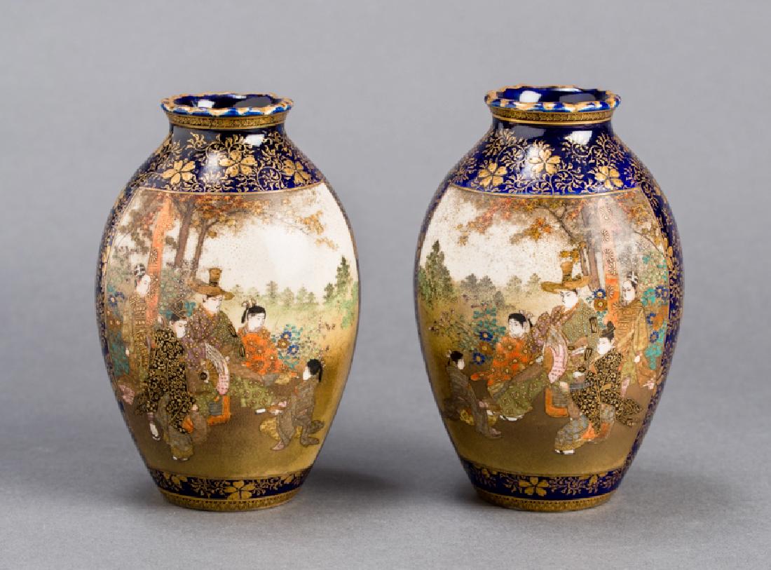 KENZAN: PAIR OF SATSUMA VASES (1 of 6)