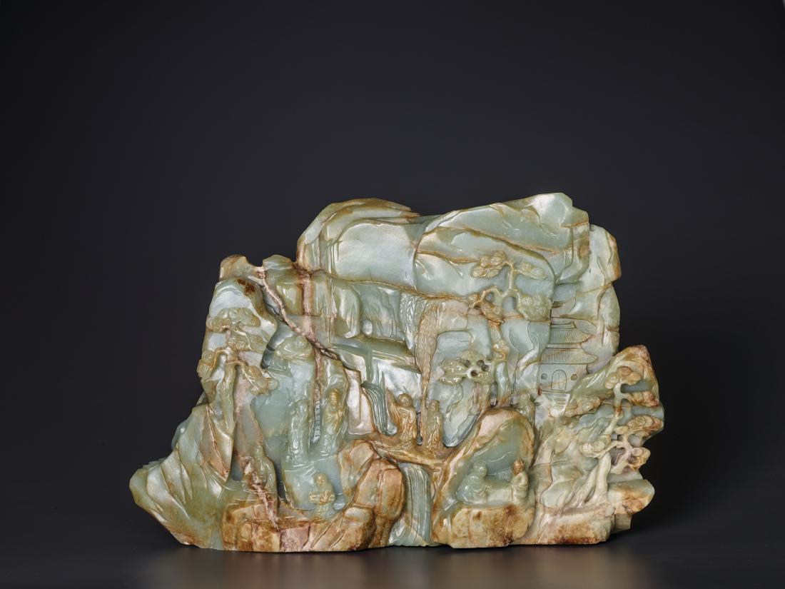 A VERY LARGE  'SEVEN IMMORTALS' JADE MOUNTAIN, 17-18c. (1 of 18)