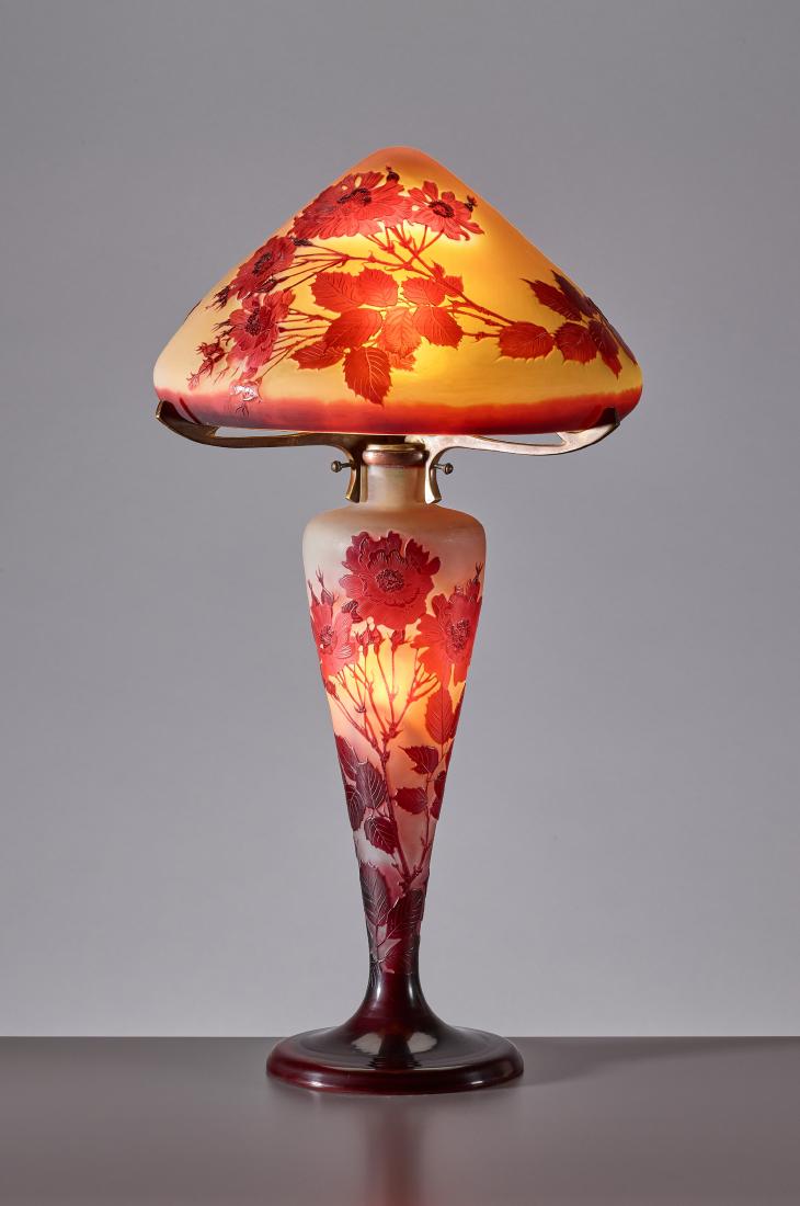 EMILE GALLE, LARGE CAMEO GLASS LAMP Galle Glass Table Lamp by Emile Gallé