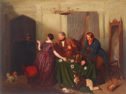 JOSEF DANHAUSER (1805-1840), OIL ON CANVAS 'BUSTED!': JOSEF DANHAUSER (1805-1840), OIL ON CANVAS 'BUSTED!' Josef Danhauser (1805-1845) Oil on canvas, relined Austria, around 1840 This artwork was painted by the famed Austrian artist Josef Danhauser (1805