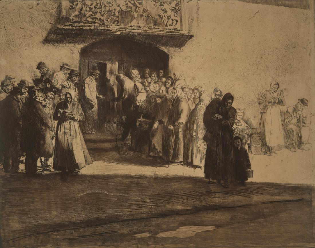 FERDINAND SCHMUTZER, ETCHING 'SOUP KITCHEN', 1906/1907: FERDINAND SCHMUTZER (1870-1928), ETCHING 'SOUP KITCHEN', 1906/1907 Ferdinand Schmutzer (1870-1928) Etching Austria, 1906/1907 This etching by the Austrian artist Ferdinand Schmutzer (1870-1928) shows