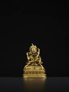 A SITASAMVARA BRONZE 18TH CENTURY: A SITASAMVARA BRONZE 18TH CENTURY Seen from a purely technical standpoint, this is a typical Qianlong bronze of immaculate casting with meticulously incised details and a magnificent fire-gilding. The