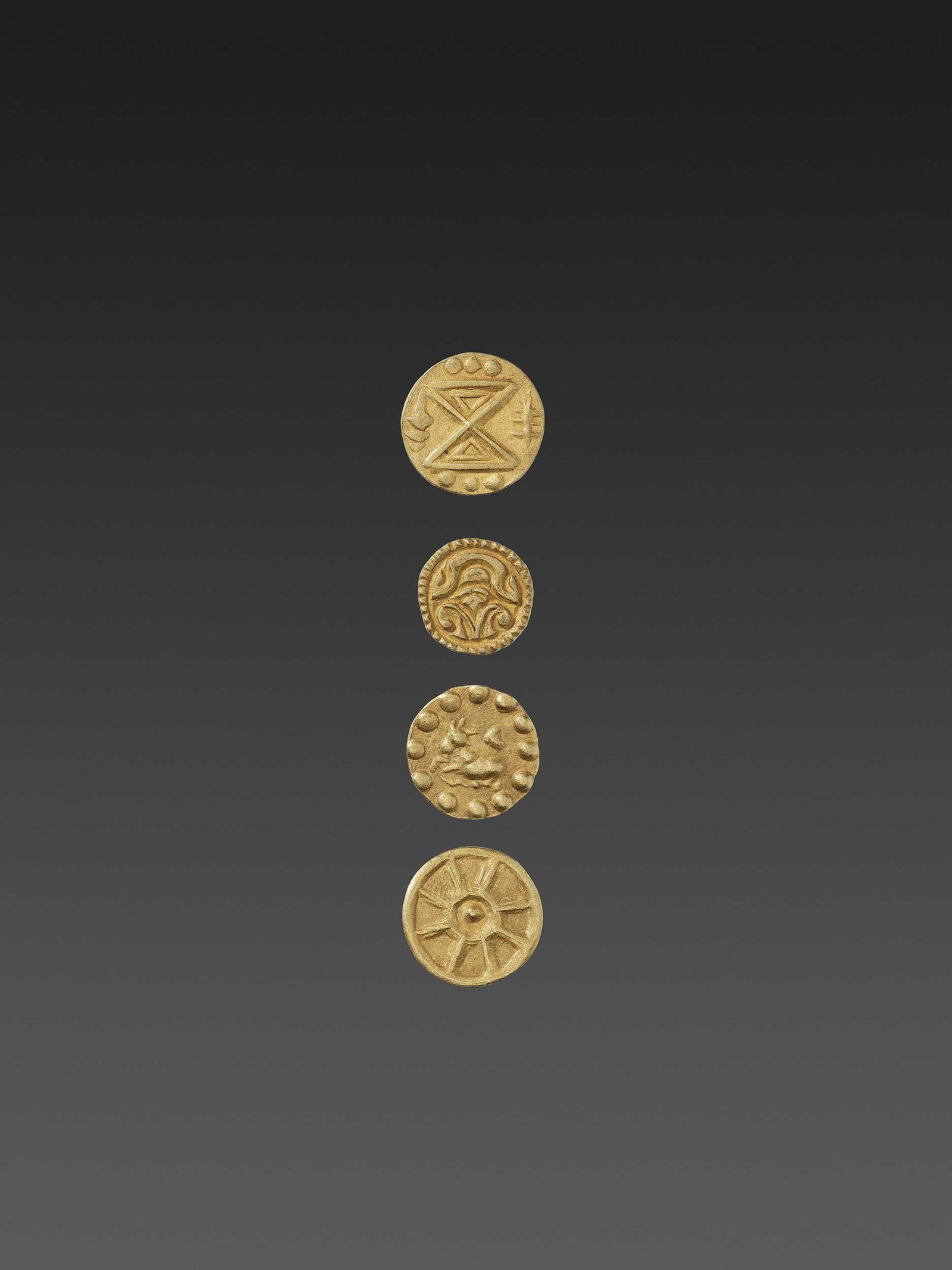 FOUR LATE PYU GOLD COINS (1 of 4)