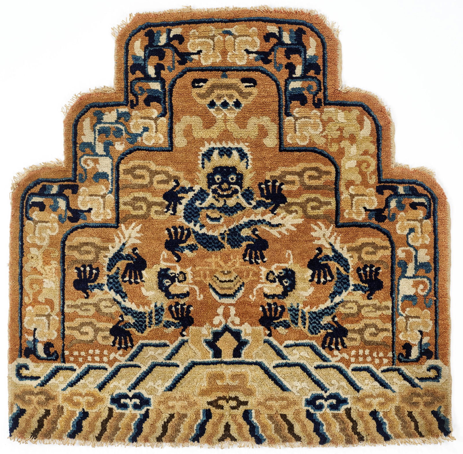 A NINGXIA 'DRAGON' THRONE-BACK RUG, QING DYNASTY (1 of 6)