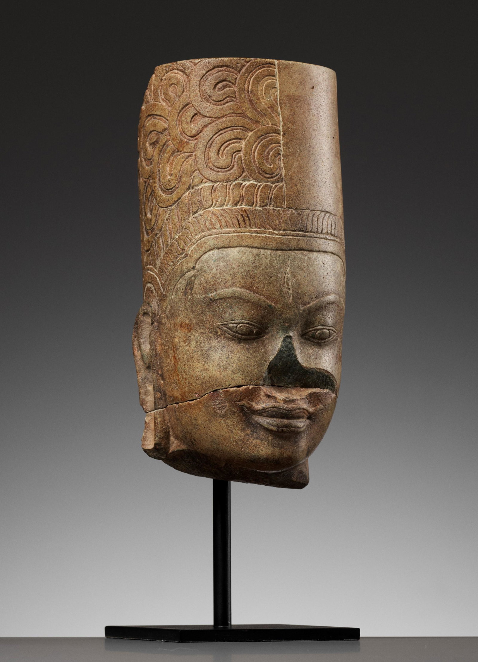 A HEAD OF HARIHARA, PRE-ANGKOR PERIOD (1 of 11)