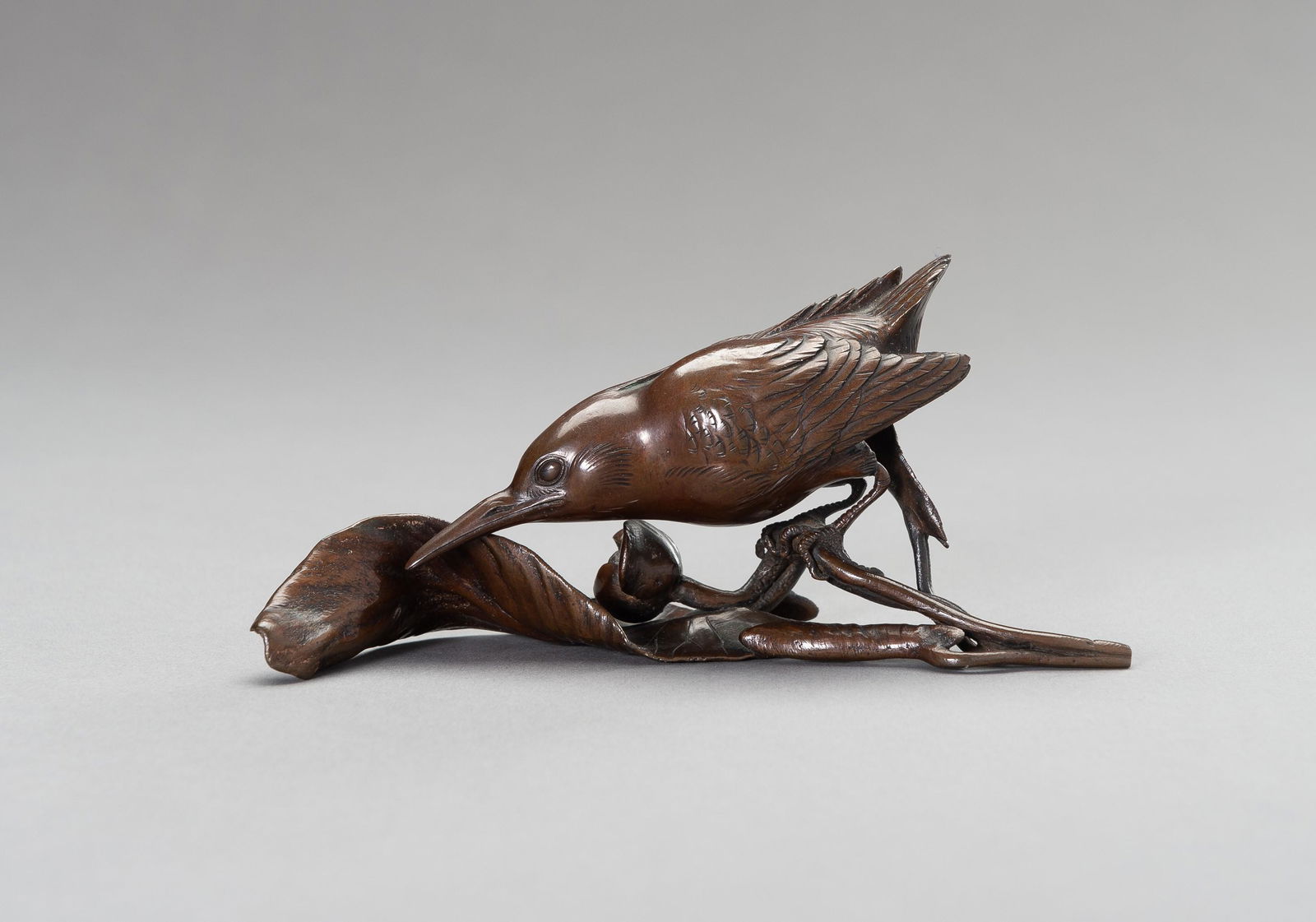 A BRONZE OKIMONO OF A HUMMINGBIRD, MEIJI (1 of 11)